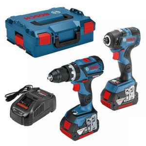 Bosch Gsb 18 V-60 C Combi + Gdr 18 V-200 C Impact Driver Twin Kit + 2 X 5.0Ah In L-Boxx