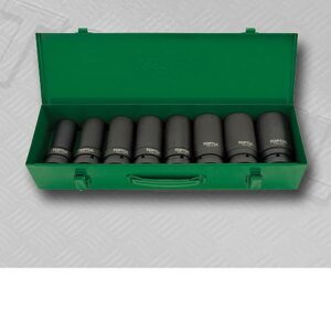 Toptul 10Pc 1/2"Dr 6Pt Deep Impact Socket Set