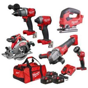 Milwaukee M18 6 Piece Kit with 3X5.0Ah Batteries - M18FPP6D2-503B