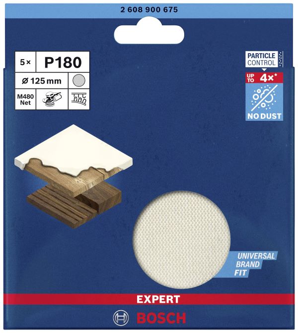 Bosch 125mm G180 M480 Sanding Disc Net Random Orbital Sanders 5pk 2608900675