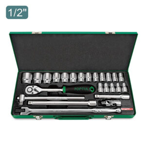 Toptul QGCAD2403, 1/2"Dr Socket Set 24Pc (Metric) Metal Case