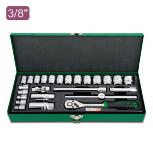 TOPTUL QGCAD2502, 3/8"  DR SOCKET SET 25PC (METRIC) METAL CASE
