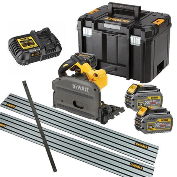 DCS520T2 1 L Dewalt DCS520T2R 54V XR FlexVolt Plunge Saw (2x6Ah) With Rails & Joining Bar Tool Depot Ireland Dewalt DCS520T2R 54V XR FlexVolt Plunge Saw (2x6Ah) With Rails & Joining Bar