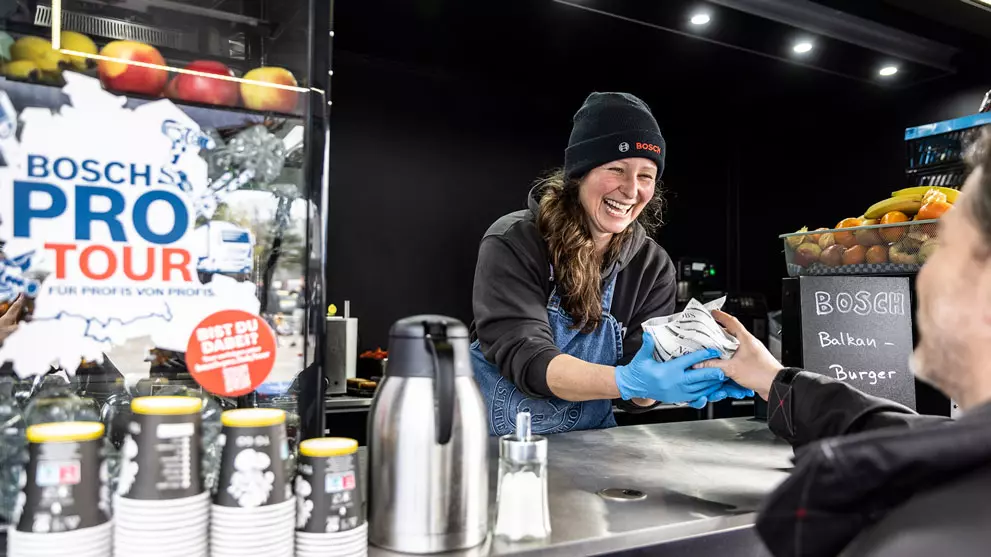 Food being served at the Bosch PRO Tour food truck