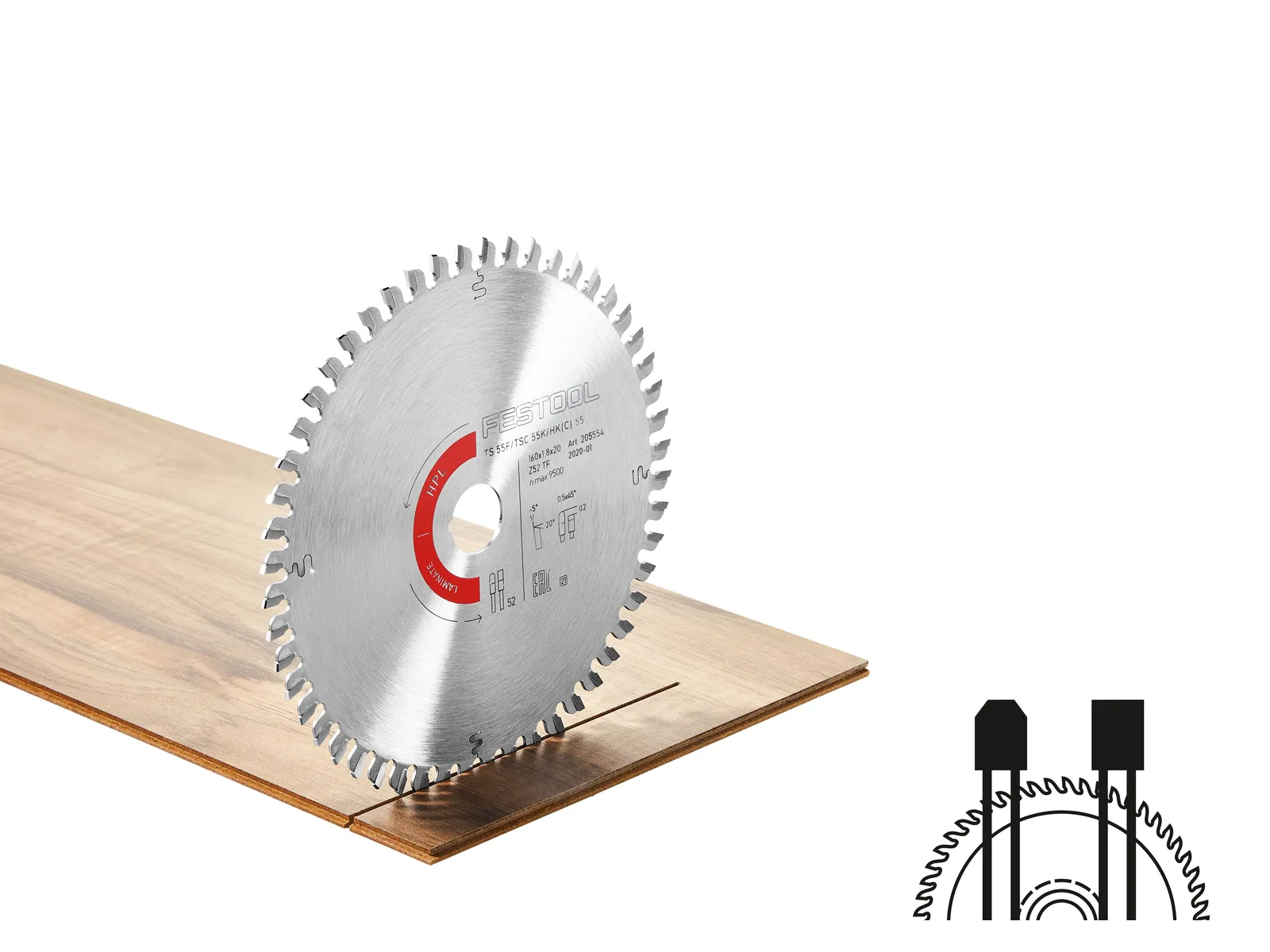 Festool Saw blade LAMINATE/HPL HW 168x1,8x20 TF 52