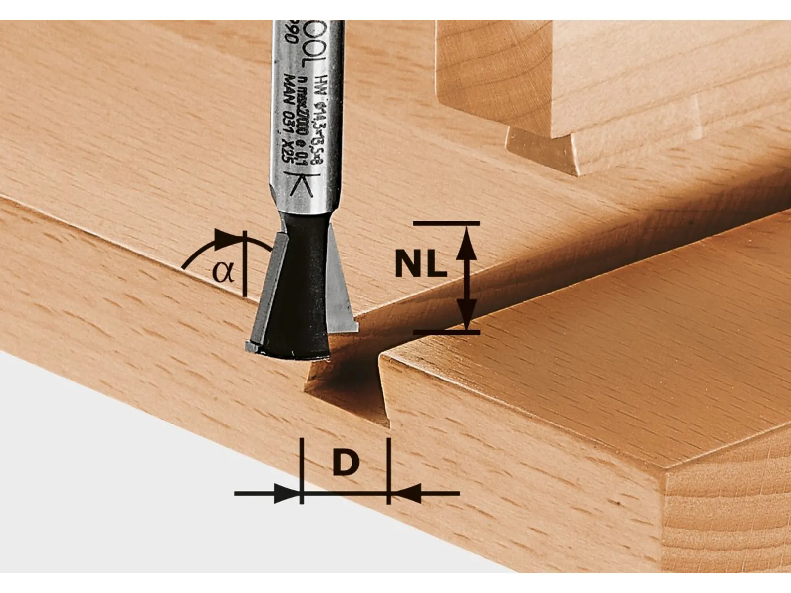 Festool Dovetail cutter HW S8 D14,3/13,5/15°