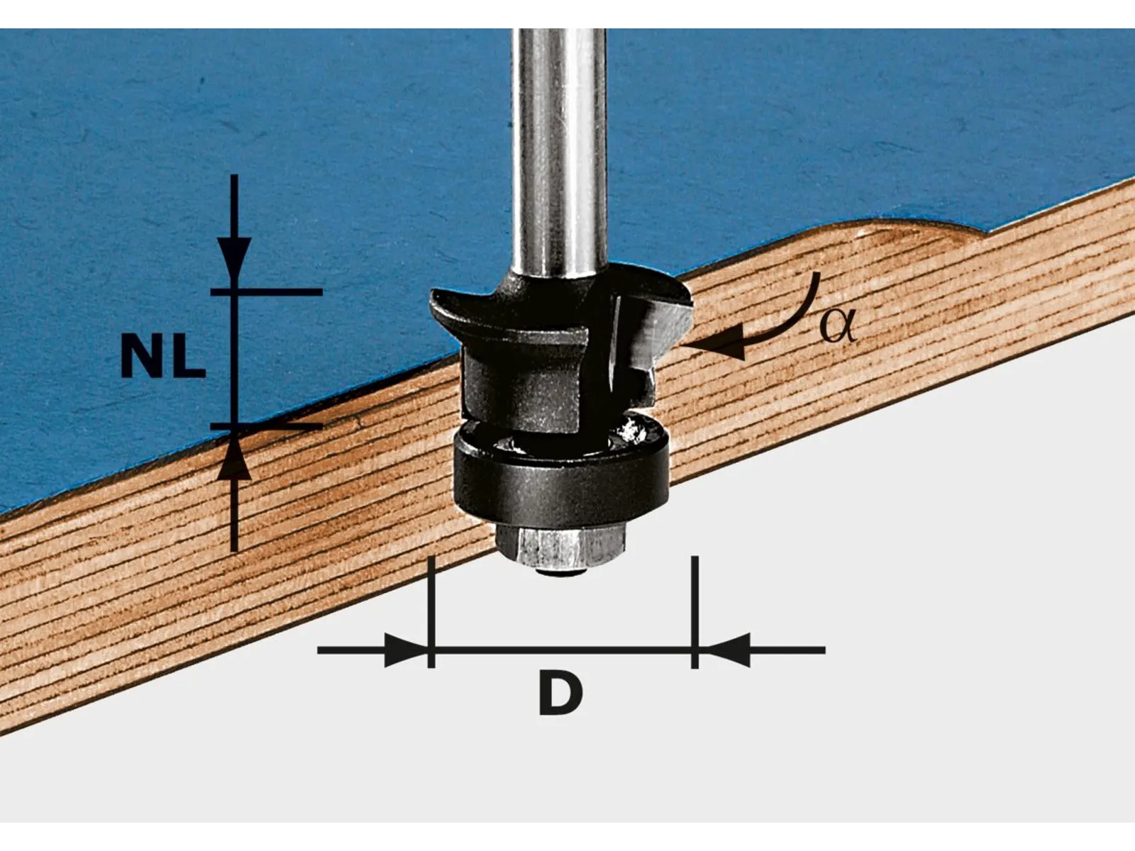 Festool Edge trimming chamfer cutter HW S8 D24/0° +45°