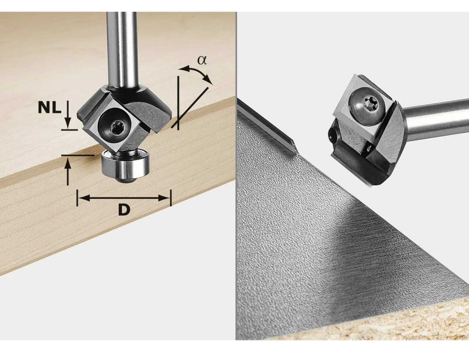 Festool Chamfer cutter with reversible blades S8 HW 45° D27 12x12 KL
