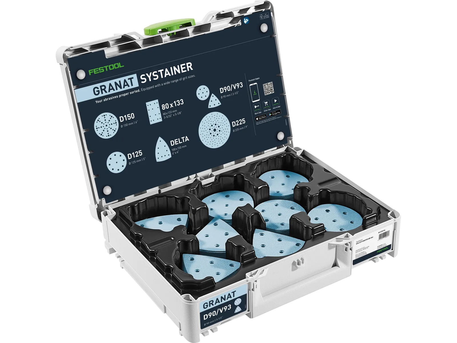 Festool Abrasives Systainer³ Granat D90/V93 GR SYS