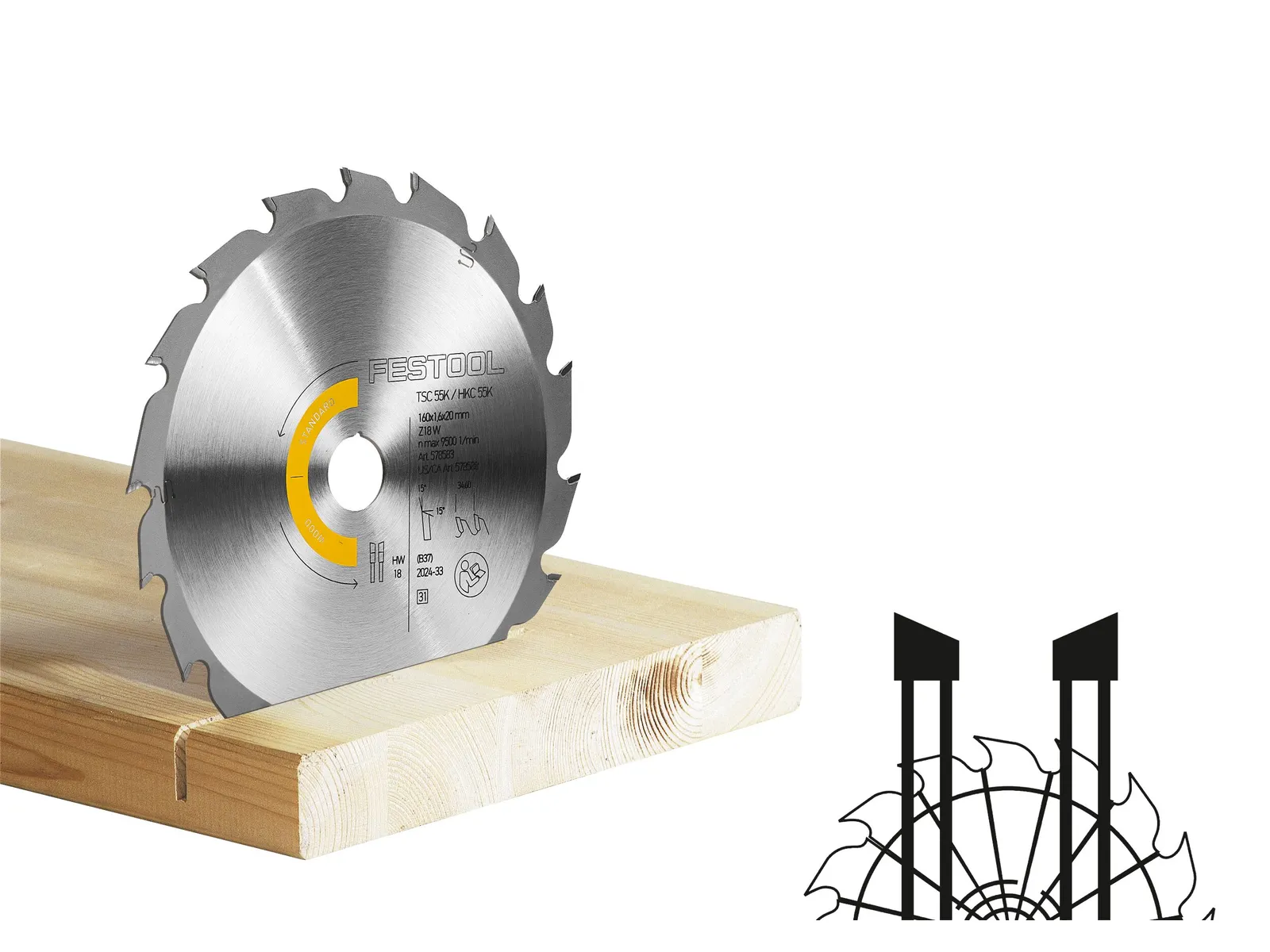 Festool Saw blade WOOD STANDARD HW 160x1,6x20 W18